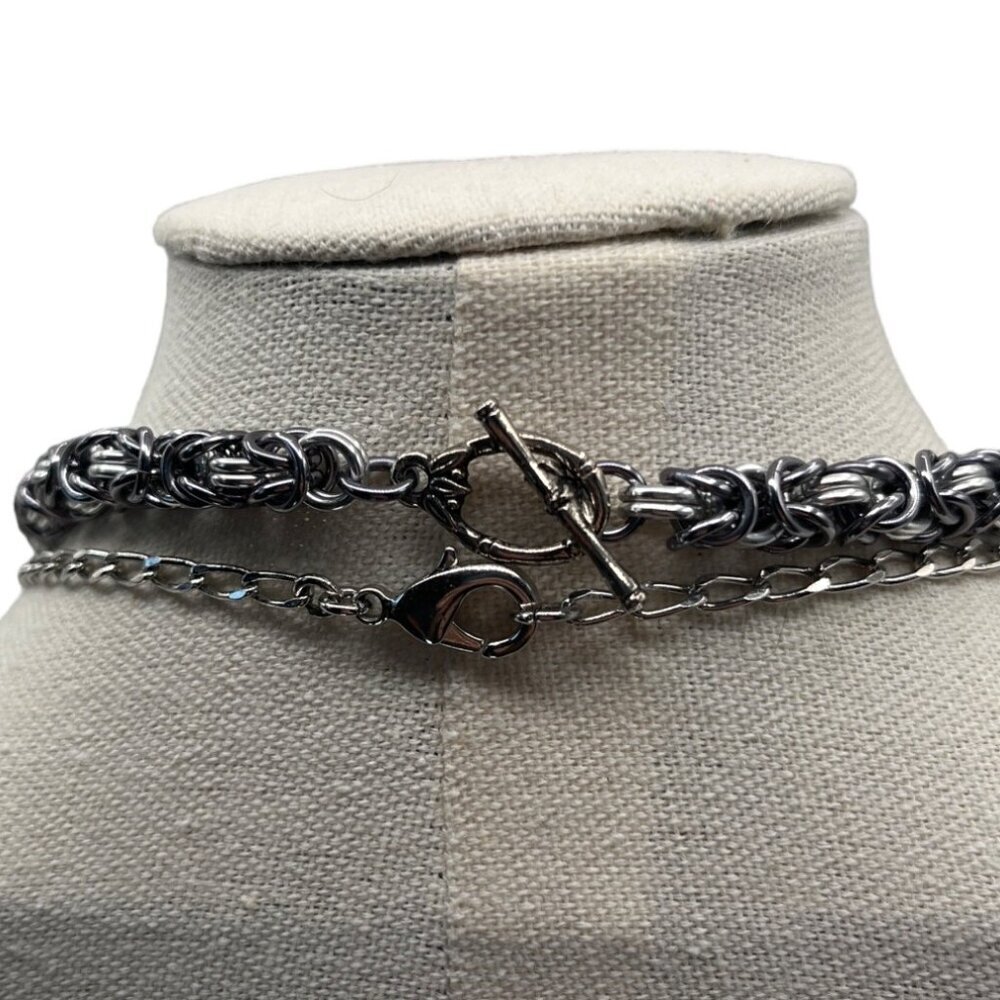 Silver Tone Necklace & Bracelet Set M11 - Picture 4 of 6